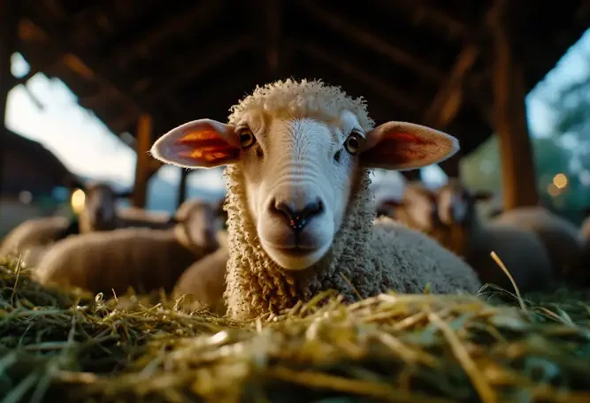 portrait d'un mouton dans un élevage